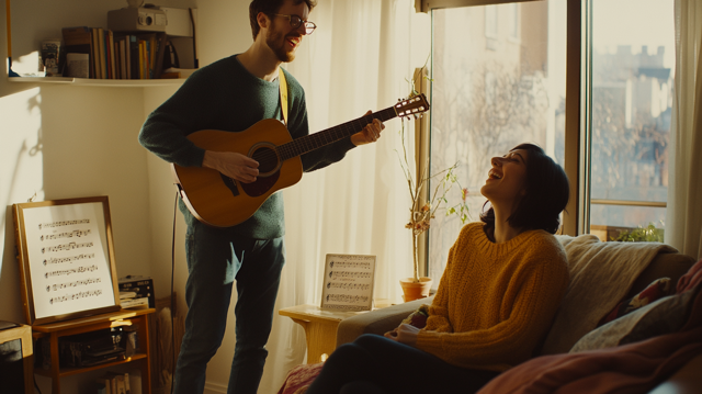 Person serenading partner